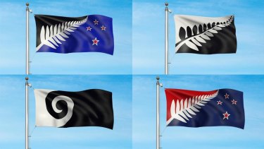 The original four: silver ferns, with and without stars, and Koru (Black).