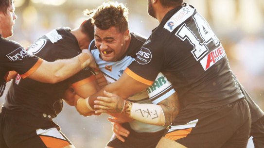 Centre of controversy: Andrew Fifita with his "FKL" bandage.