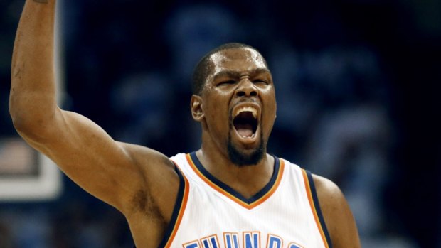 Thunder's Kevin Durant makes his feelings known.
