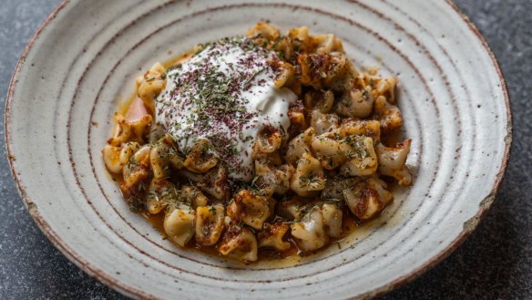 Turkish beef dumplings, or manti, from Maha.