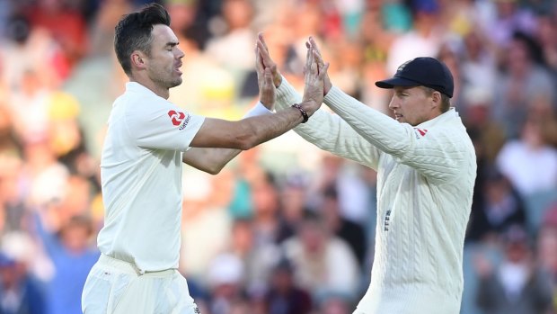 Fightback: Jimmy Anderson was excellent for England in the evening session.
