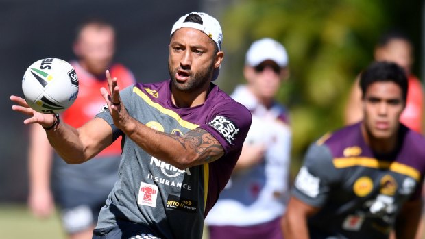 Experience: Benji Marshall has become a key man for Brisbane as he pulls on the halfback jersey against the Roosters. 