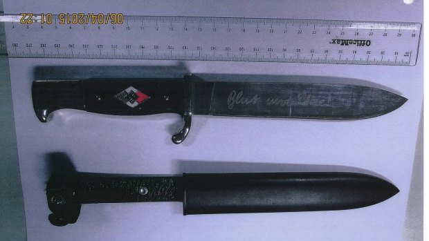 A Conder man has been fined and ordered to be of good behaviour after police found him in possession of a Hitler Youth knife in public.