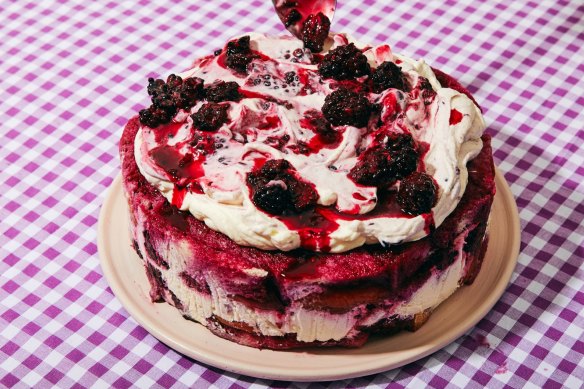 A spin on British summer pudding, this dessert looks and eats like a giant, berry-stained tiramisu.