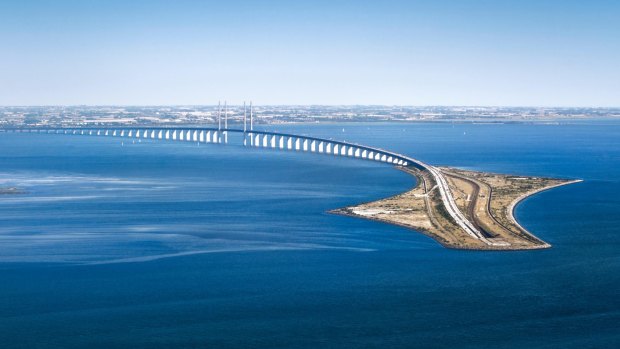 Oresund Bridge between Sweden and Denmark. 