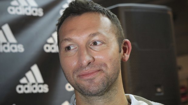 Olympian Ian Thorpe presented a 'surprise' talk to a group of runners training for the City2Surf  at the adidas store in Pitt Street.