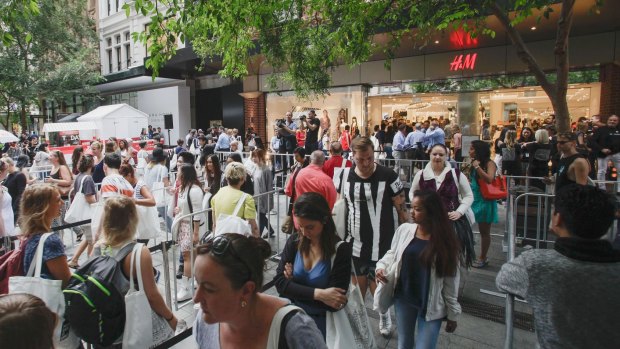 The opening of the H&M store in Pitt Street in Sydney drew massive crowds in October.