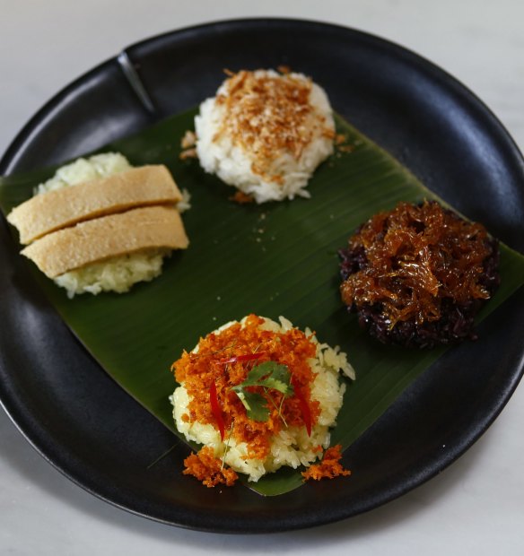 Sweet and salty: the sticky rice platter.