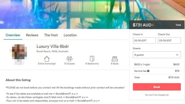 There was something not quite right about this Airbnb listing for a "luxury villa" in Bondi.