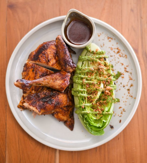 Portuguese chicken with green goddess salad.