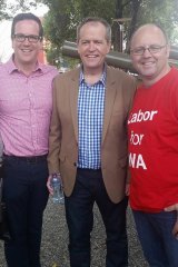 Barry Urban (right) with Labor leader Bill Shorten and Federal Labor member Matt Keogh. 