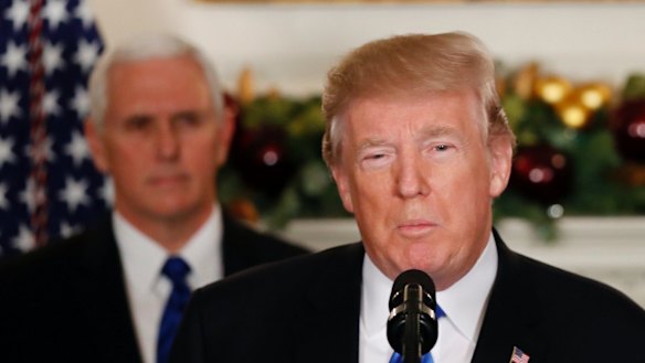 President Donald Trump making his statement about recognising Jerusalem as Israel's capital despite intense Arab, Muslim and European opposition.