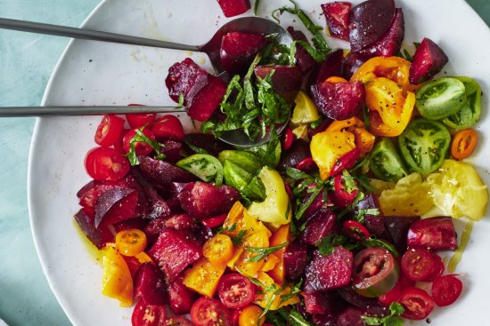 Tomato, plum and coriander salad.