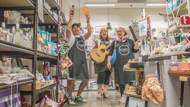 The Markets Wanniassa founders James and Fiona Lester with Gabby Millgate (middle). They are gearing up for the markets' first birthday celebrations on Saturday. “We’re celebrating in thanks of every person who has stepped through our doors— as a browser, shopper, or stockist,'' Fiona said.