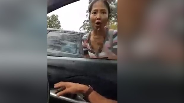 Suong Thao Nguyen during a racist rant outside Macquarie University in January 2017. 