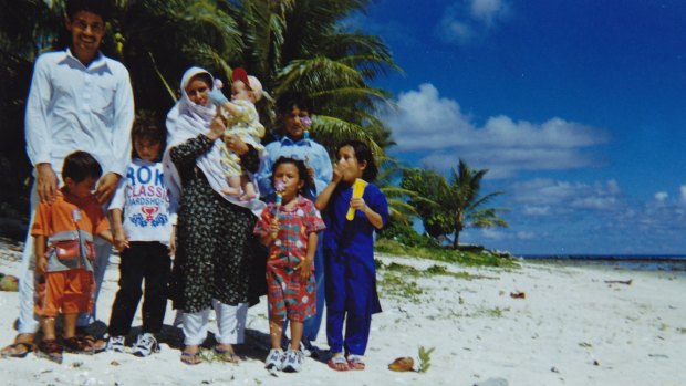 Mr Baqiri and his family on Nauru.