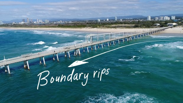 An image from the Jason Markland documentary on rip currents shows a typical boundary rip.