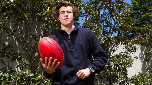 AFL draft prospect Andy McGrath poses for a photo in Melbourne, Australia.
