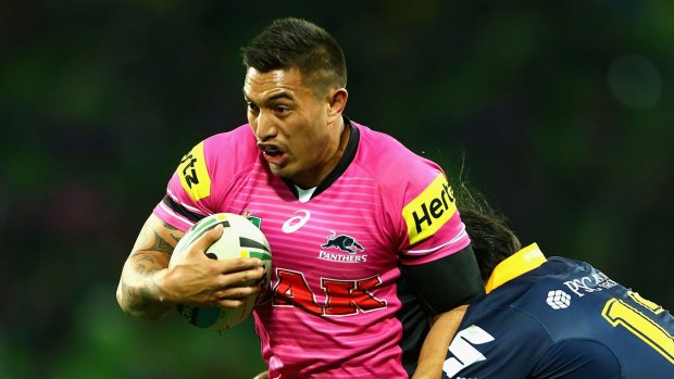 Bad night: Dean Whare takes a run for the Panthers. 