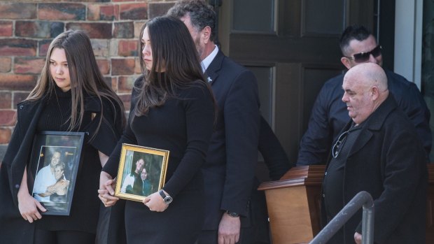 Roberta Williams daughters' Dhakota and Brianna at the funeral of George Williams last year.