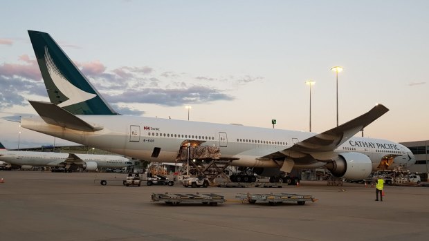 Five Cathay Pacific planes arrived in Brisbane on Saturday carrying medical supplies.