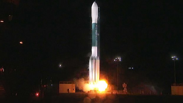 A still from the video of the rocket launching.