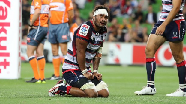 Nothing left in the tank: Amanaki Mafi after the loss to the Chiefs.
