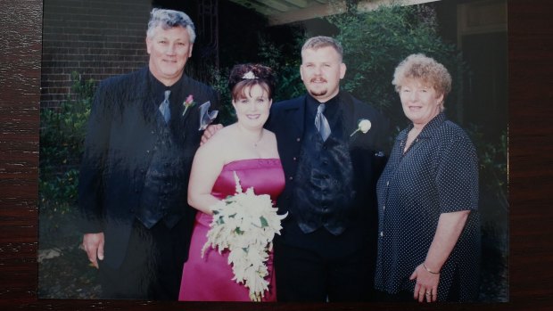 Bill Spedding on the wedding day of his son Rodney and Aimy Spedding (second left) with Bill's wife, Margaret Spedding (far right) last month.