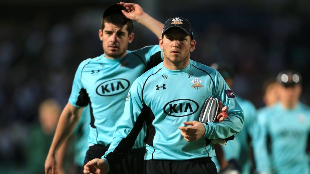 Ben Foakes, right, with Surrey teammate Moises Henriques. 