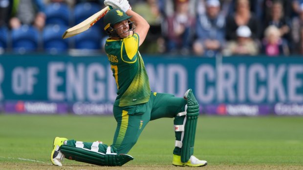 AB de Villiers hits out during the  T20 series against England last month. The skipper has not played a Test in 18 months.