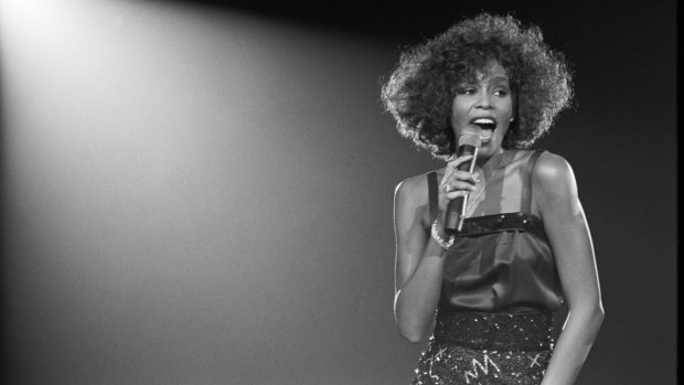 Whitney Houston performing on stage in 2005. Her struggle with drugs is explored in the new documentary <i> Whitney: Can I Be Me</i>.