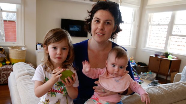 Kelly Dohle with daughters Elsie and Gretel.
Kelly and her husband Daniel are unsure if they can afford a third baby.
