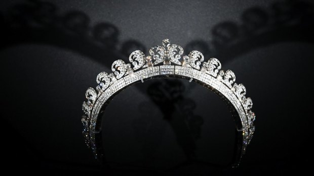 The 'Halo' tiara owned by her majesty Queen Elisabeth II, on display at 'Cartier: The Exhibition' at during the National Gallery of Australia in Canberra.