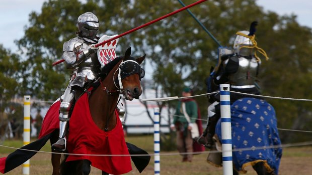 Sir Anthony Hodges and Lady Eliza Jane compete in the newly added jousting tournament.