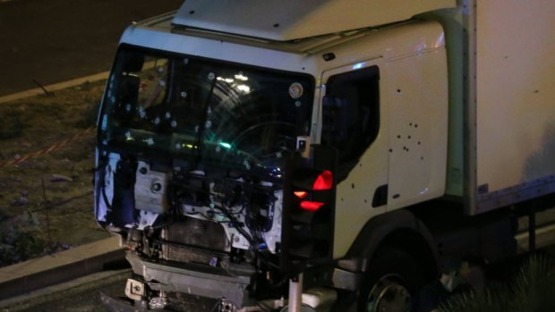 The truck involved in the Nice attack. 