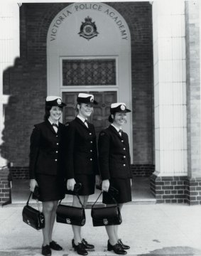 Uniforms issued in 1972 with custom-made handbags large enough to carry batons.