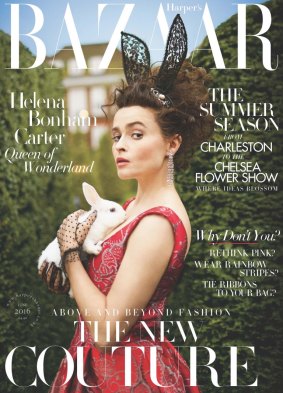 Bonham Carter on the cover of Harper's Bazaar UK.