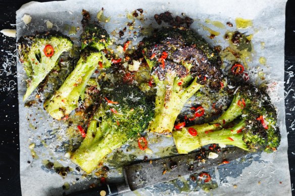 Adam Liaw's broccoli with chilli and parmesan.  