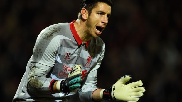 Brad Jones, pictured in action for Liverpool in 2014, has just enjoyed the best season of his long career.