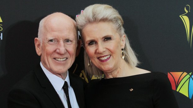 Dennis Coard and Debra Lawrance arrive at the AACTA Awards at The Star.