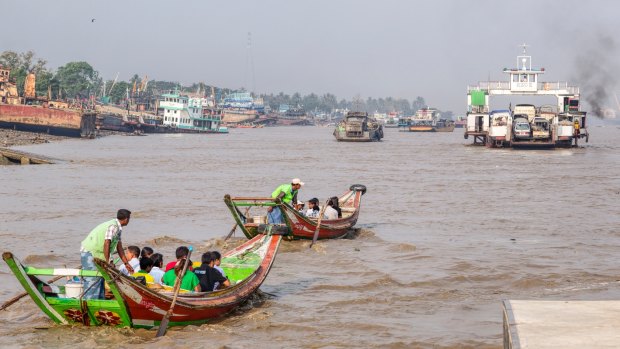 Taking a trip across the Yangon River is the only way to reach Dala island, on the left.