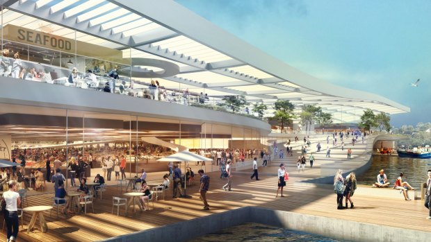An artist's impression of the  Danish-designed building that will house the new Sydney Fish Market. 