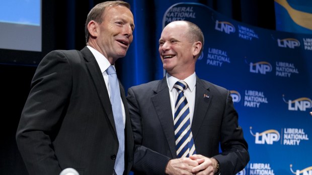Prime Minister Tony Abbott and Premier Campbell Newman at the LNP party state convention in July.
