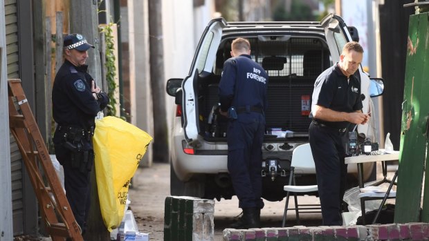 Police search a property in Surry Hills following the NSW Joint Counter Terrorism team raids throughout Sydney suburbs. 