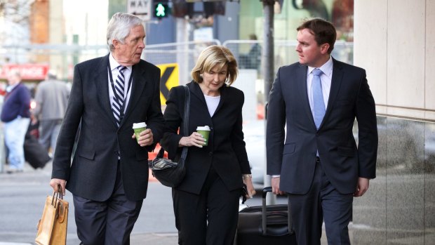 Parents of Lindt Cafe Siege victim Katrina Dawson, Jane and Sandy Dawson, arrive at the coroners inquest