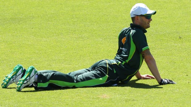 Stretched:  Michael Clarke is running out of time to be fit for the first Test.