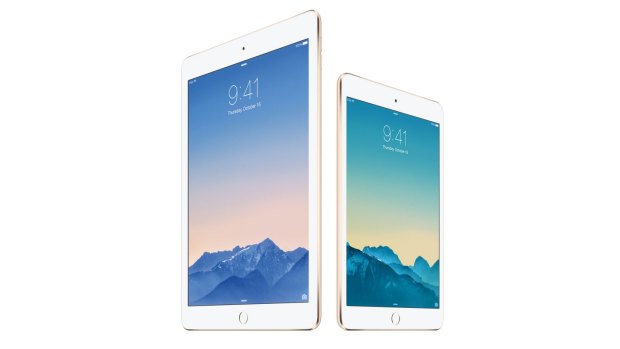 Apple's new iPad Air 2 and iPad Mini 3 side by side.