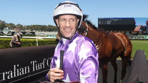 Jockey Hugh Bowman after riding Fortensky to win race 3 on Royal Randwick Race Day.