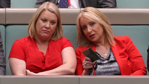 Former members Natasha Griggs and Karen McNamara during question time at Parliament House in November 2016.