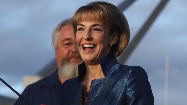 Employment Minister Michaelia Cash at a truck rally at Parliament House.